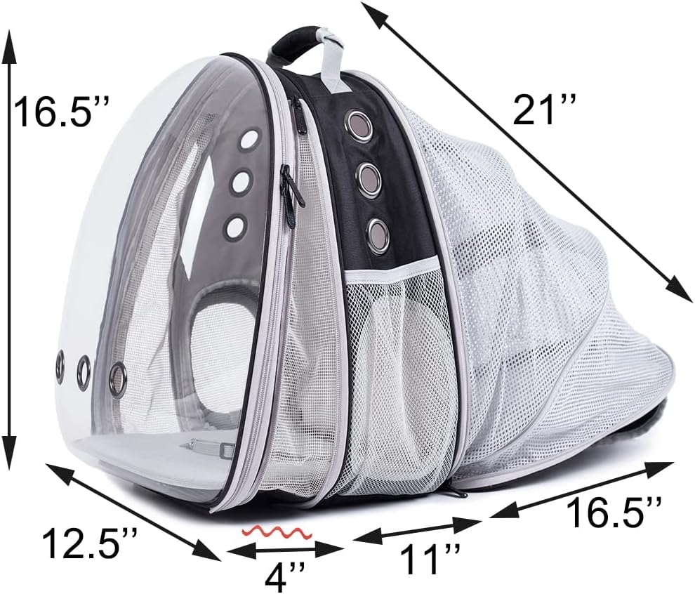 LAIRIES Dual Expandable Cat Backpack Carrier Front & Back Extension Pet Backpack Carrier, Fit up to 20 lbs, Bubble Capsule Dog Backpack Travel, Hiking & Outdoor Backpack (CL-Star Blue, Dual Extension)
