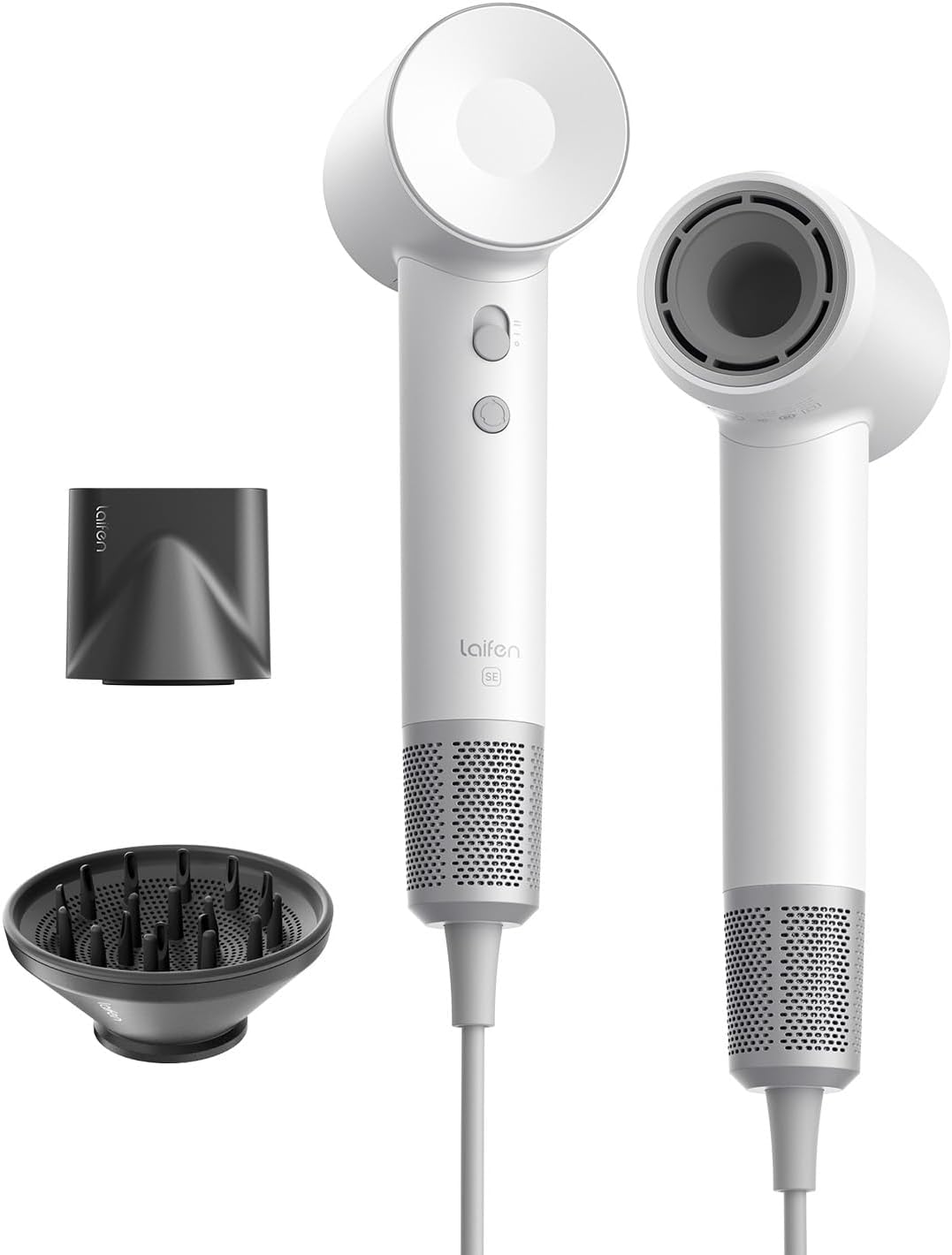 Laifen Hair Dryer SE, Blow Dryer with Diffuser & Nozzle for Curly Hair, 200M Ionic Hair Dryer with 105,000 RPM Low Noise Brushless Motor for High-Speed Drying, for Travel & Home 2024 Upgraded (Purple)