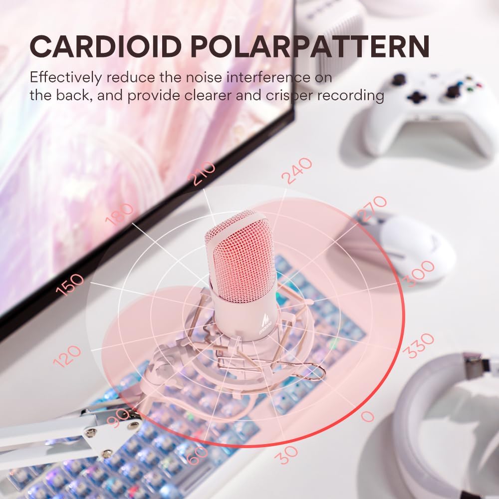 USB Microphone, MAONO 192kHz/24Bit Plug & Play PC Computer Podcast Condenser Cardioid Metal Mic Kit with Professional Sound Chipset for Recording, Gaming, Singing, YouTube (AU-A04)