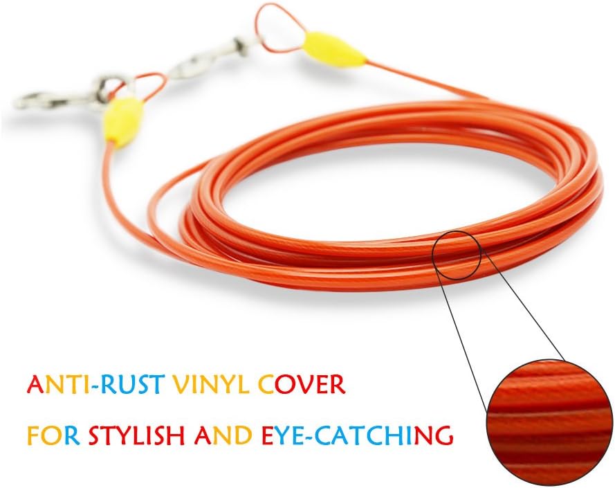 Petest 25ft Reflective Tie-Out Cable for Small Dogs Up to 35 Pounds