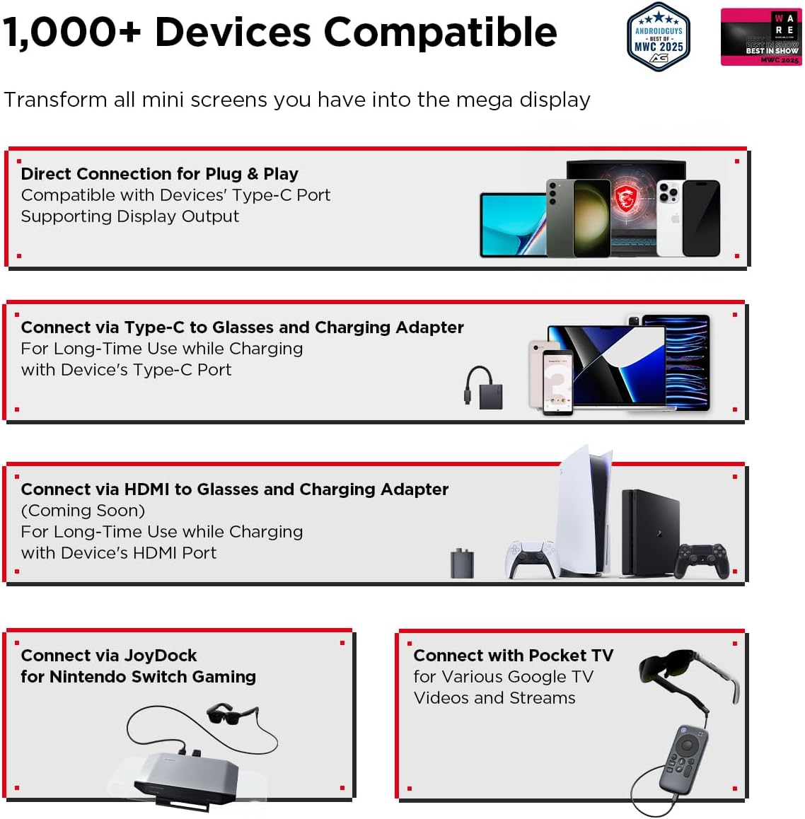 RayNeo Air 3s AR/XR Glasses, 201" 120Hz FHD HueView Display, Portable AR Video Eyewear Gaming Glasses for iPhone 16/15, Android, Mac, Switch, PS5, Steam Deck - Next-Gen Wearable Theater