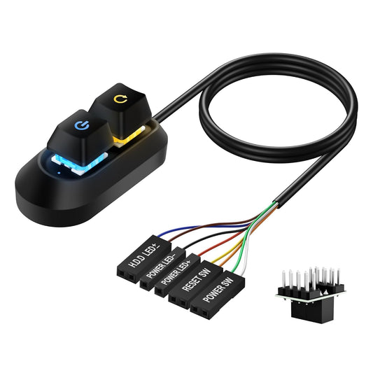 SinLoon External Power Button Desktop Power Switch PC Power Switch Multifunctional Power Button for Easy Start and Reset 2M