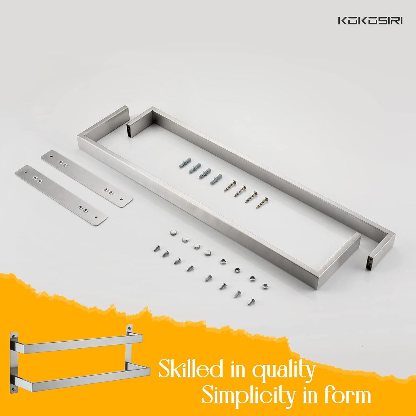 KOKOSIRI Towel Bars Black Bath Towel Holders 20 Inches Bathroom 2-Tiers Ladder Towel Rails Wall Mounted Towels Shelves Rack Stainless Steel, B5008BK-L20