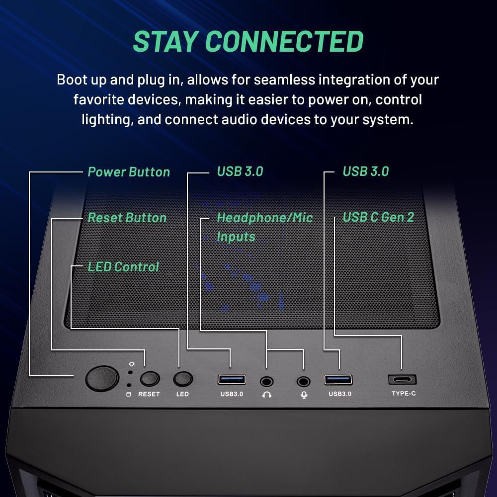 Skytech Shadow Gaming PC, Intel i5 13400F 2.5 GHz (4.6GHz Turbo Boost), NVIDIA RTX 4060 8GB GDDR6X, 1TB NVME, 32GB DDR5 RAM 5200 RGB, 650W Gold PSU, Wi-Fi, Win 11 Home