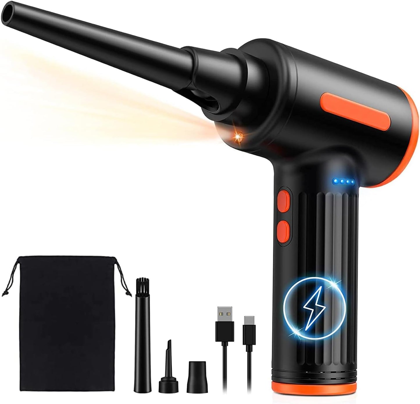 Compressed Air Duster, 130000RPM Electric Air Duster Replaces Compressed Air Cans, 3 Speed, Cordless Air Blower for Cleaning Camera Computer Household Pet Hair