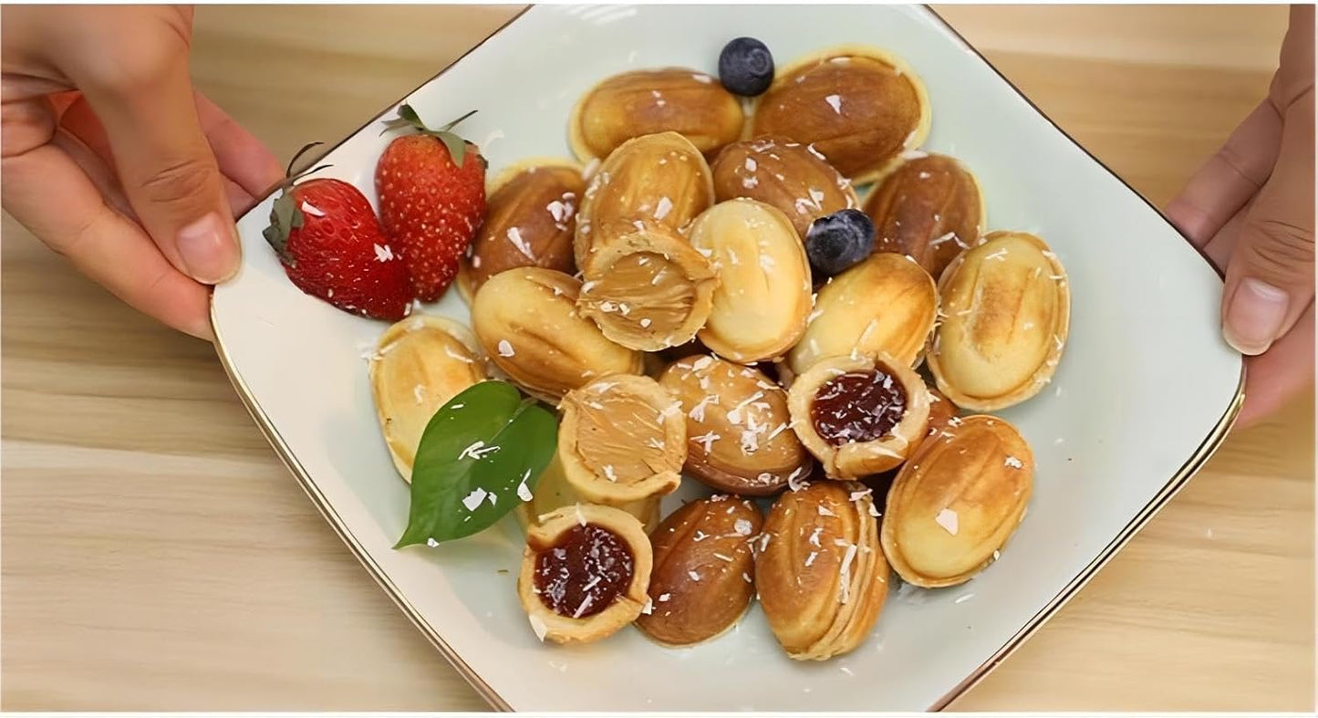 Mini Maker Waffle Maker 5“ Non-Stick Waffler Iron Stuffler Stuffed Wafflera Adjustable Browning Control, Heart, Azure