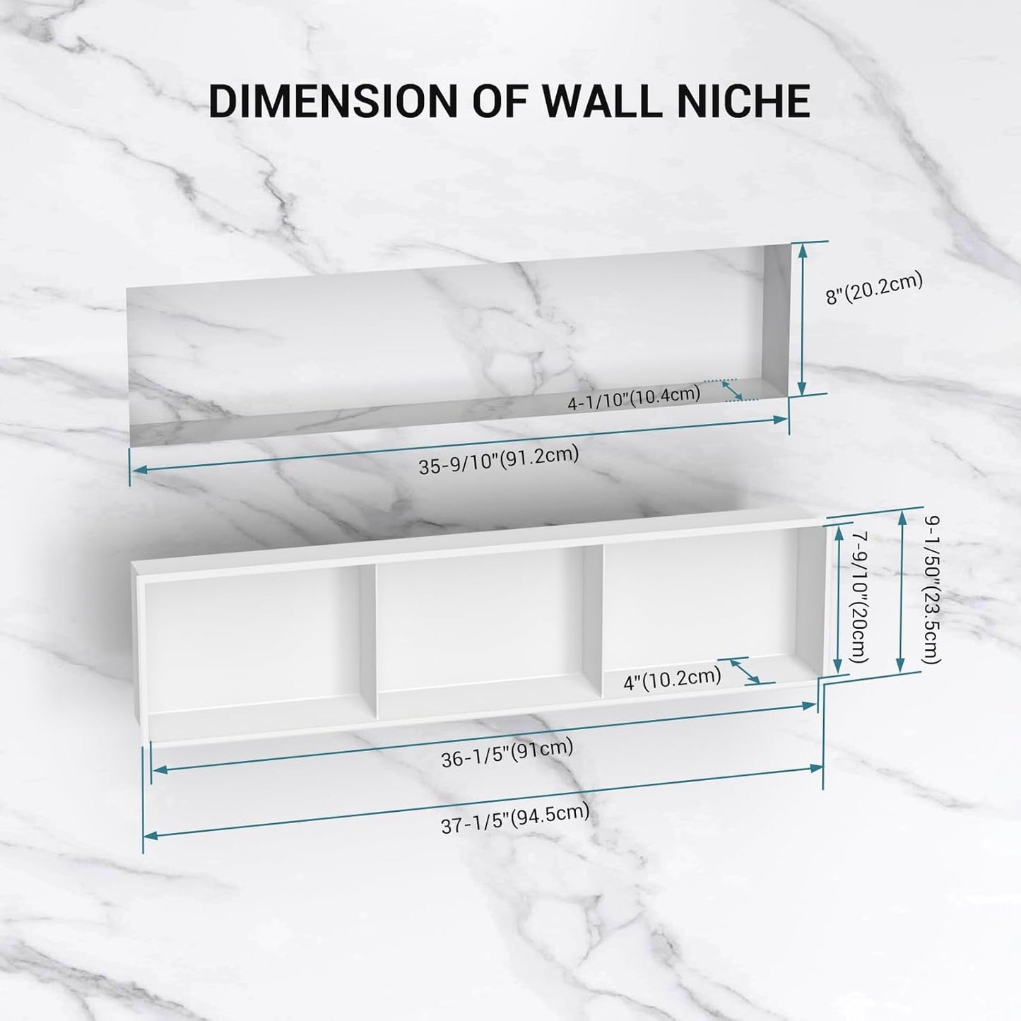 BLYLUND Shower Niche 12" x 24" NO Tile Needed,Matte Black Double Shelf Organizer, Square Corners Wall-Inserted Niche Recessed Shower Shelf Modern Soap Niche for Bathroom