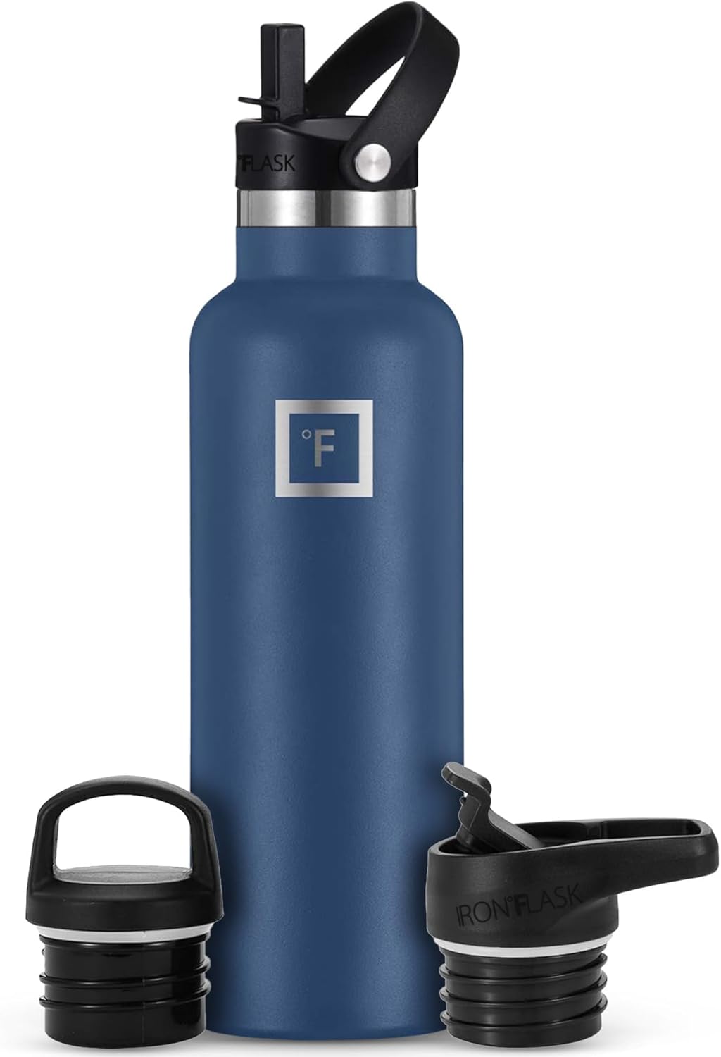 Camping & Hiking Hydration Canteens - 24oz 3 Lids (Narrow Straw/Spout Lid) Leak Proof Vacuum Insulated Stainless Steel - Hot & Cold Double Walled Sports Water Bottle