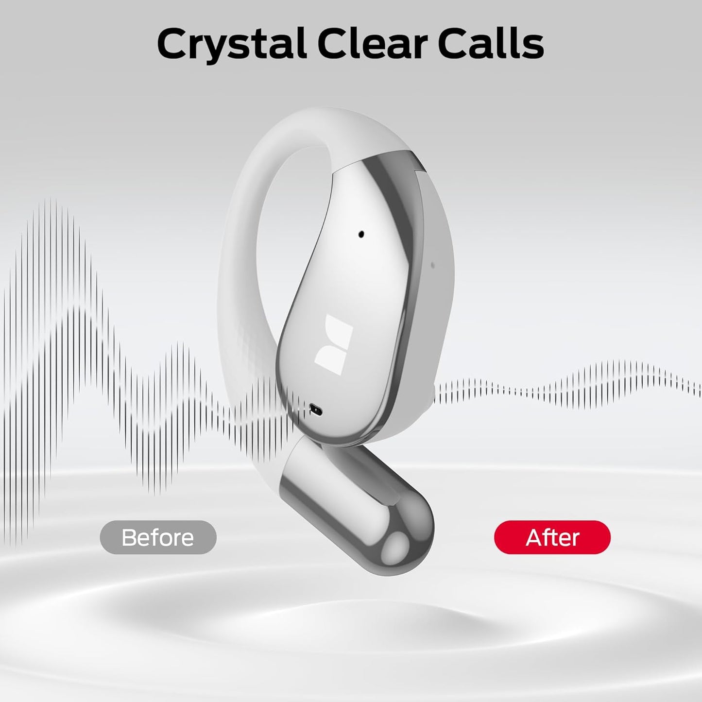 Monster Open Ear AC328 Wireless Earbuds, Open Ear Headphones 32H Playtime, Lightweight Comfort Bluetooth Earbuds, Bluetooth 6.0 Earphones Stereo Sound, Water Resistant Design for Sports, White