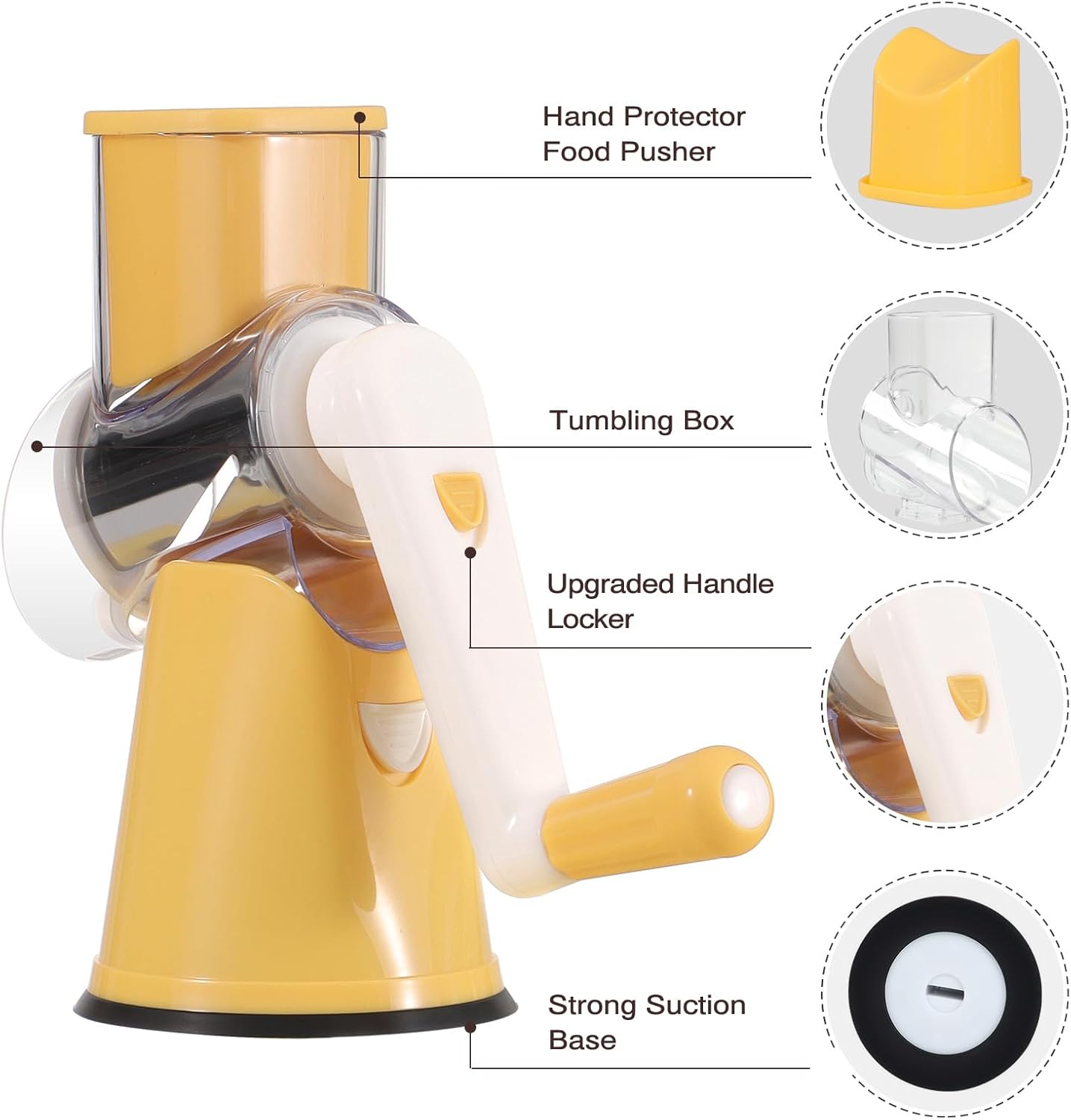 Purilite Select Rotary Cheese Grater with 3 Stainless Steel Blades