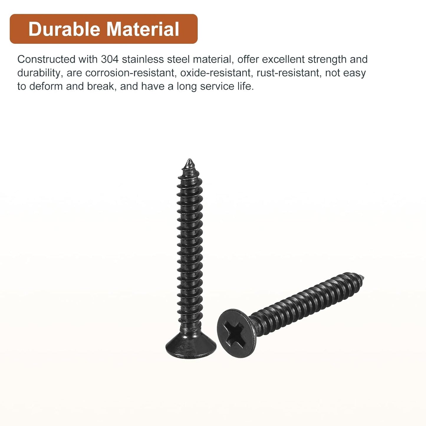 DTGN 100Pcs #8x1 Flat Head Wood Screws, 304 Stainless Steel Phillips Self Tapping Screws - Good for Woodworking, Furniture - Silver