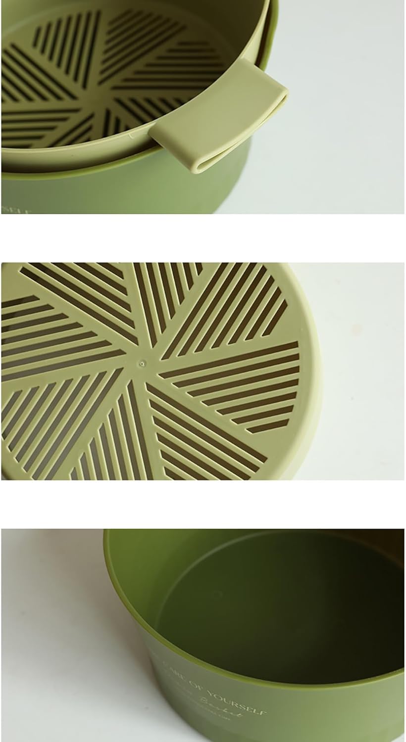 Kitchen Washbas Food Strainer Drain Basket Rotating Drainer Double-Layer Basin Vegetable Fruit Washing Strainer