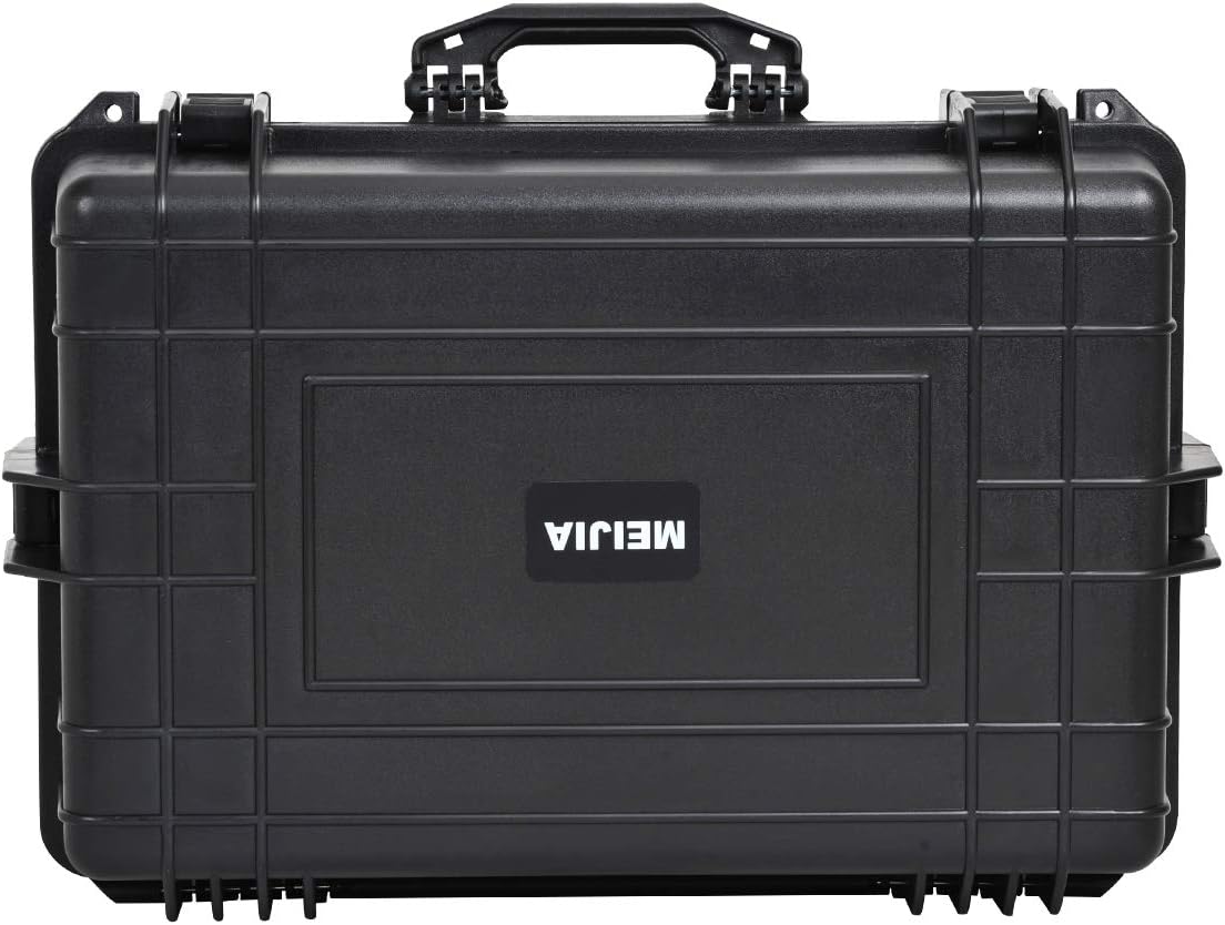 MEIJIA Portable Waterproof Protective Hard Case,Camera Case with Customizable Fit Foam Inserted, Elegant Black (9.17"x 7.56"x4.33")