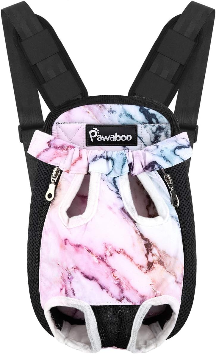 Pawaboo Pet Carrier Backpack, Adjustable Pet Front Cat Dog Carrier Backpack Travel Bag, Legs Out, Easy-Fit for Traveling Hiking Camping for Small Medium Dogs Cats Puppies, Medium, Black
