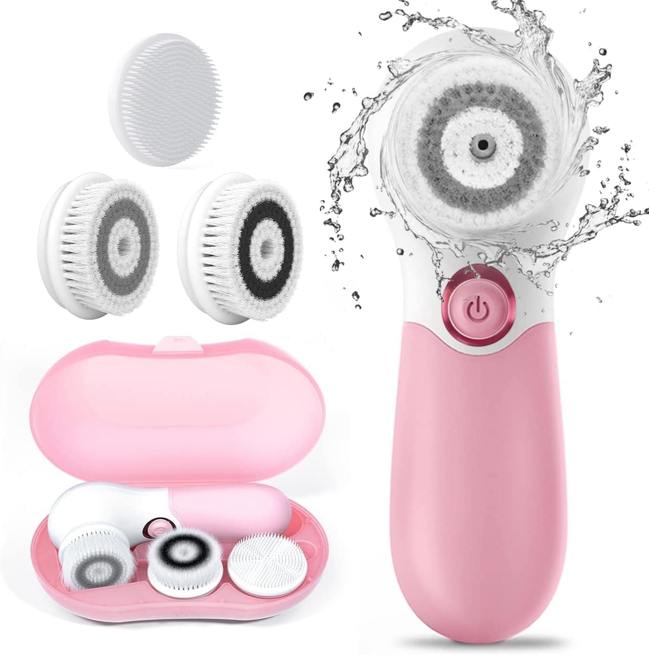 Facial Cleansing Brush Electric Facial Exfoliating Massage Brush with 3 Cleanser Heads and 2 Speeds Adjustable for Deep Cleaning, Removing Blackhead, Face Massaging