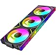 AsiaHorse COSMIQ-RE-Black 120mm UNI Fan, Infinity Mirror FDB Reverse Fan with 5V 3-PIN Connector and Small Controller, Daisy Chain PWM PC RGB Fans for Cases CPU Liquid Coolers, 3Pack