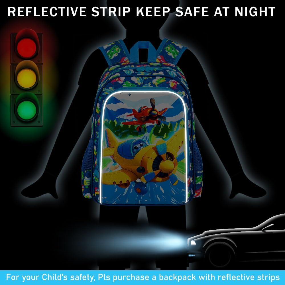 3pcs Backpack for Boys and Girls, 16” Kids Kindergarten Bookbag with Lunch Box, Cute Elementary Backpacks for Boy Girl