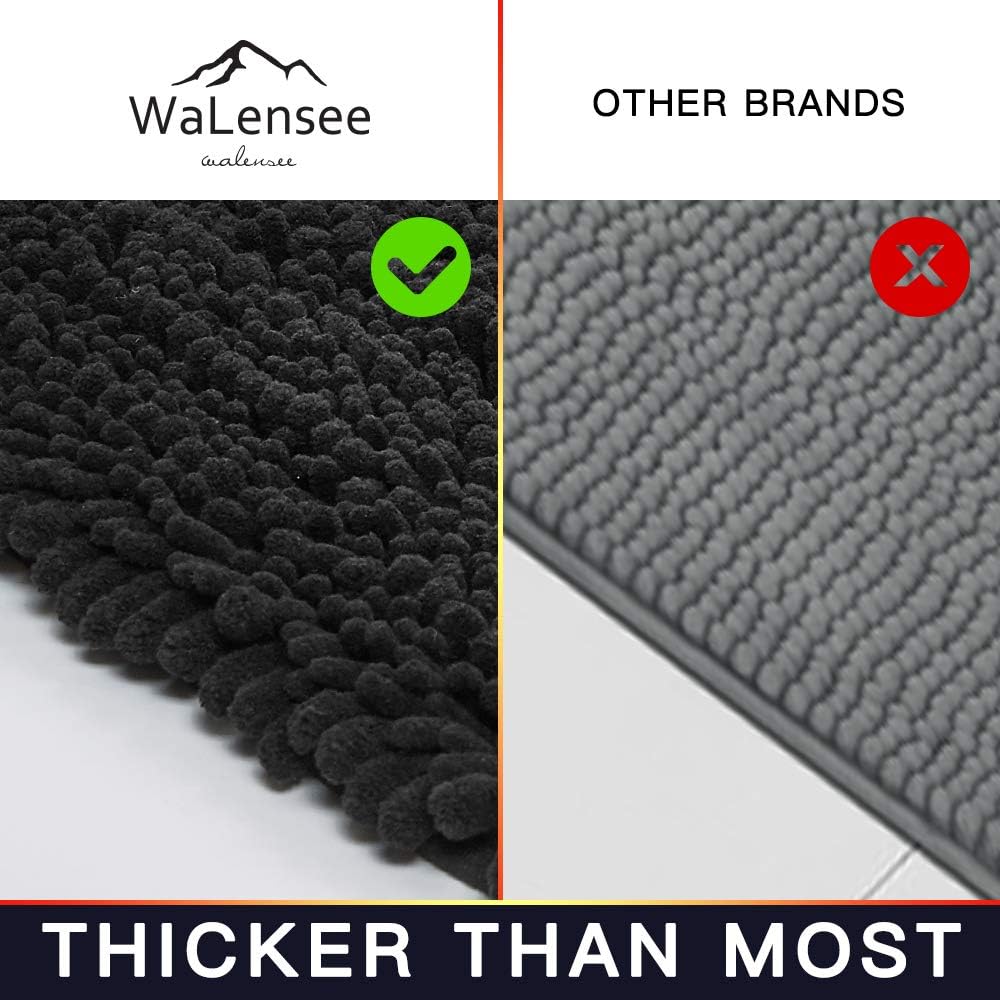 Walensee Bathroom Rug Non Slip Bath Mat (24x17 Inch Blush) Water Absorbent Super Soft Shaggy Chenille Machine Washable Dry Extra Thick Perfect Absorbant Best Small Plush Carpet for Shower Floor