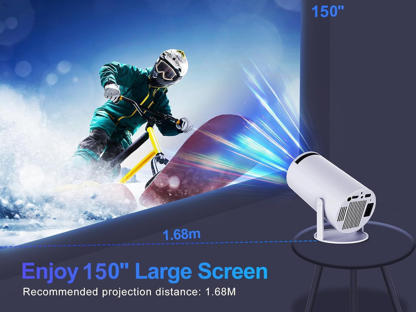 Magcubic Projector 4K with WiFi and Bluetooth, Mini Portable Proyector with Auto Keystone, Outdoor Movie for Bedroom, 200 ANSI, 180 Degree Rotation, Built-in Apps Android 11 (White)