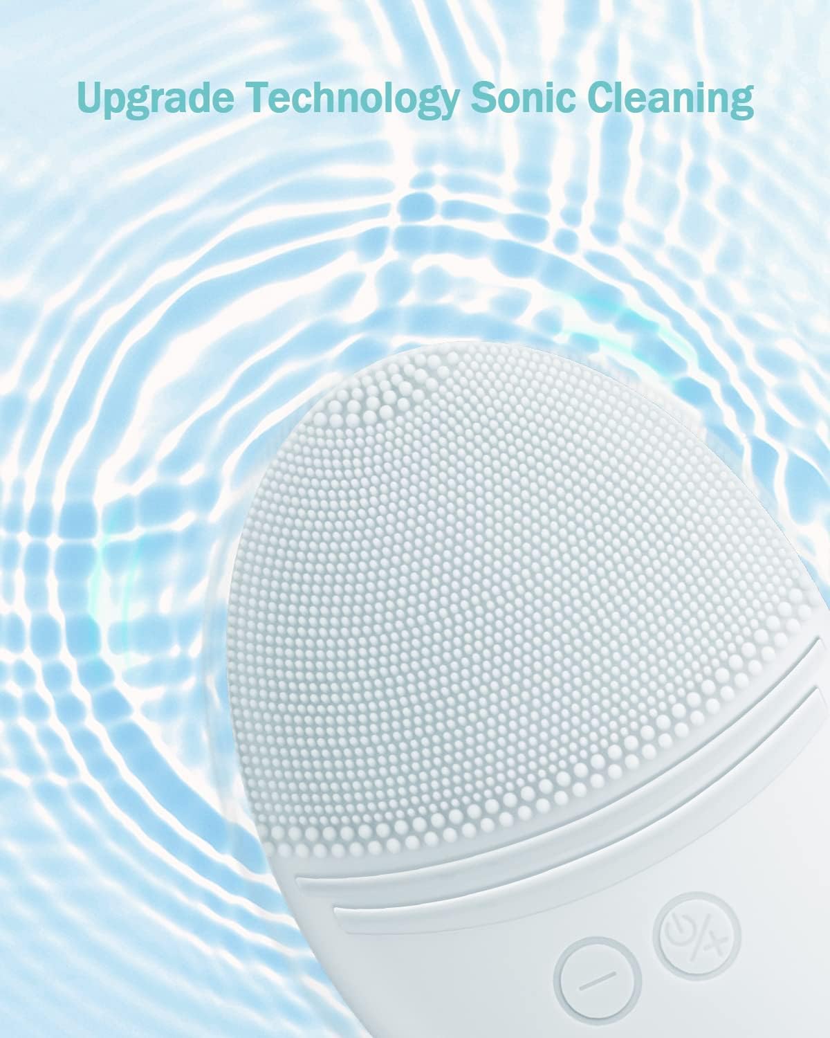 EZBASICS Sonic Facial Cleansing Brush Made with Ultra Hygienic Soft Silicone, Waterproof Sonic Vibrating Face Brush for Deep Cleansing, Gentle Exfoliating and Massaging, Inductive Charging Blue