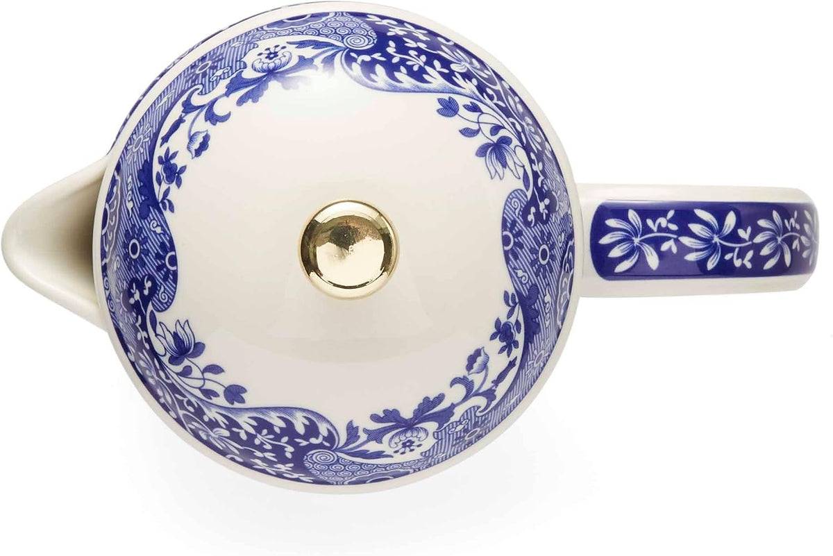 Spode Blue Italian French Press | 28-Ounce Capacity | Espresso, Coffee, and Tea Maker | Porcelain Cafetiere | Stainless Steel Plunger | Dishwasher Safe (Blue/White)