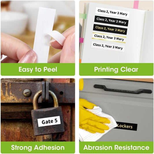Phomemo A30 P15 Label Maker Long Tape, Black on White Continuous Tape, Strong Adhesion Sticker Self-Adhesive Standard Label Tape, Indoor/Outdoor Use, 15mm x 500mm (0.55 x 196.85 Inch), 2-Roll - PuriLite