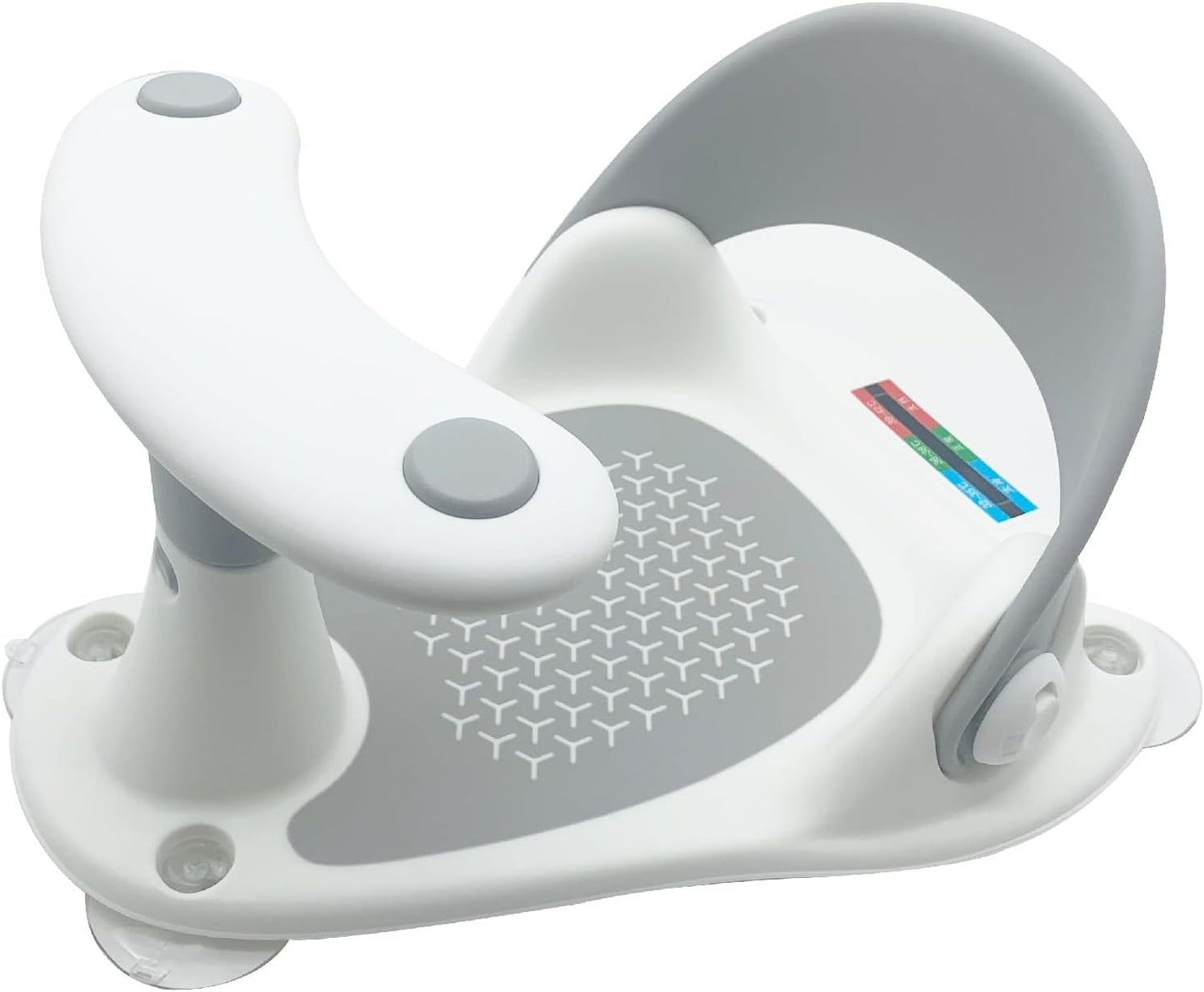 Baby Bath Seat, Portable Babies Bathtub Seat Bath Shower Chair with 4 Secure Suction Cups Water Thermometer Non–Slip Soft Mat, Bath Chair for Baby 6-36 Months, (Grey)