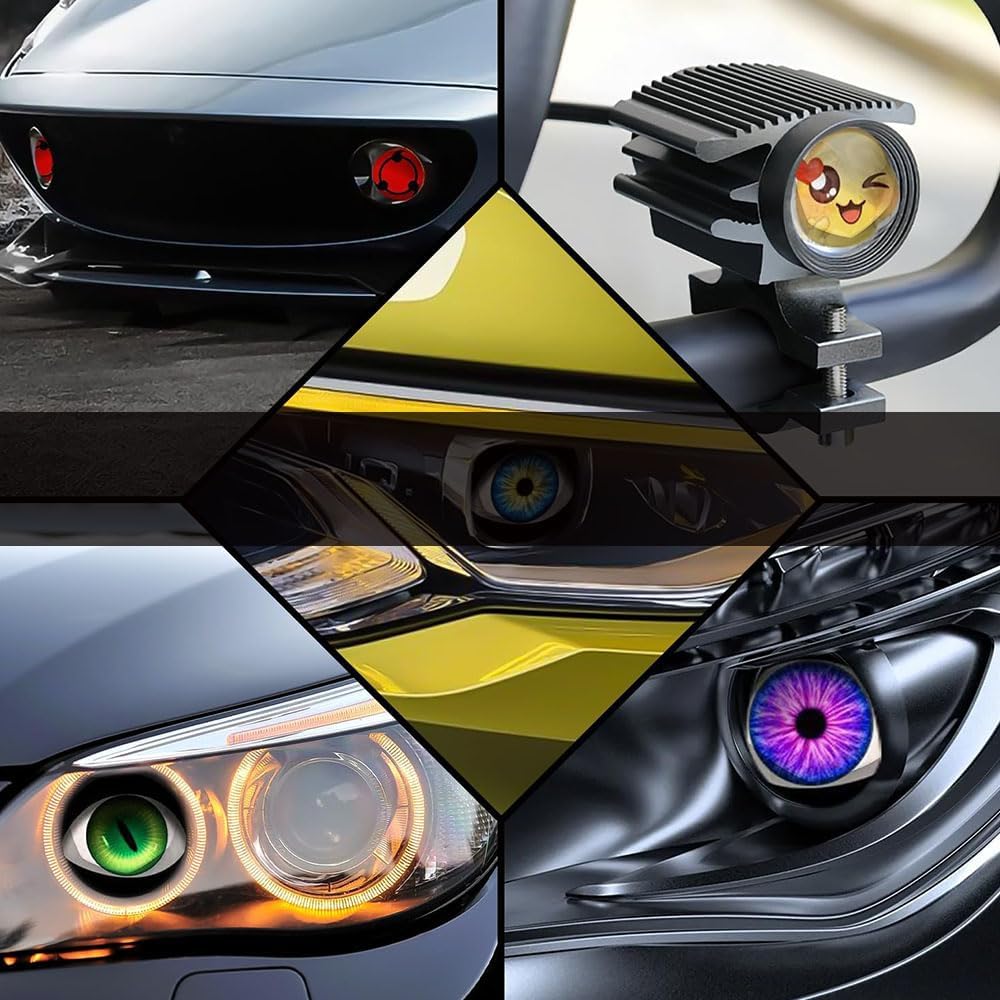 Universal 3D Dynamic Eyes LED Car Headlight Fog Lights 33-Mode | Big Eye Ball Fog Lights for Cars and Motorcycles 33-Mode Universal Car Accessories