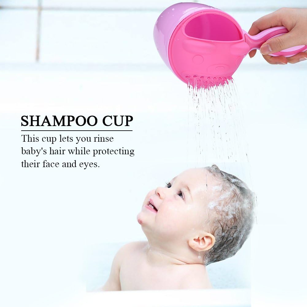 Qiilu Bath Rinse Cup Baby Shampoo Cup Cute Kid Wash Hair Bathing Flusher Eye(Green) ()