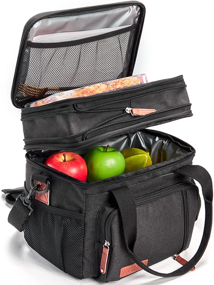 Lunch Bag Women Insulated Lunch Box for Work, Purple Expandable Large Lunch Bags, Leakproof Double Deck Lunch Box Cooler Bag(Purple)