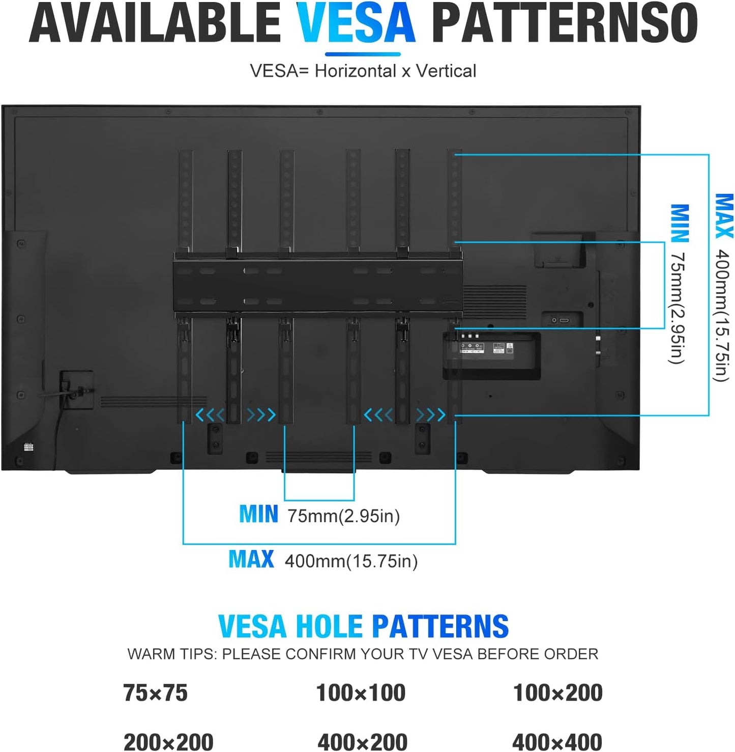 C-MOUNTS Tilting TV Wall Mount Bracket Low Profile for Most 26-65 inch Flat ScreenCurved TVs, Monitor, TV Mount with Max VESA 400x400mm Weight up to 110 lbs
