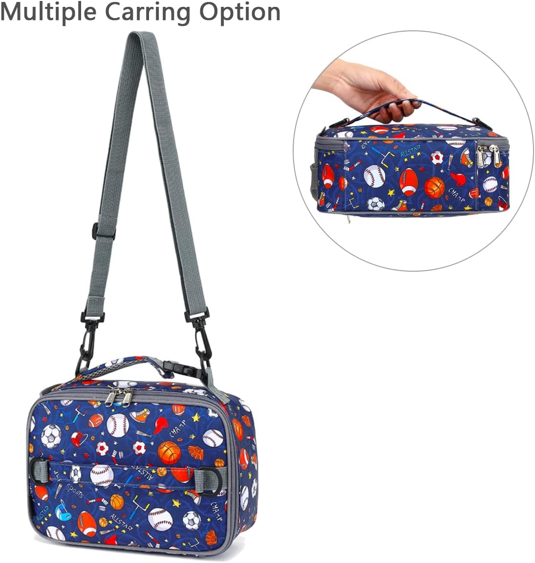 FlowFly Kids Lunch Box Insulated Soft Bag Mini Cooler Back to School Thermal Meal Tote Kit for Girls, Boys, Black