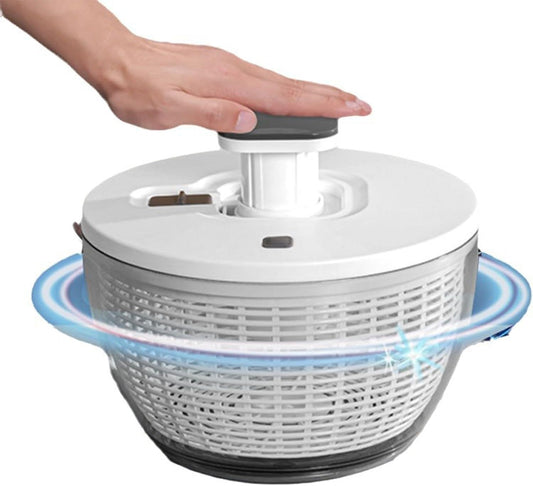Manual Hand Powered Salad Spinner with Storage Lid and Colander Bowl Vegetable Dehydrator with Drain Basket