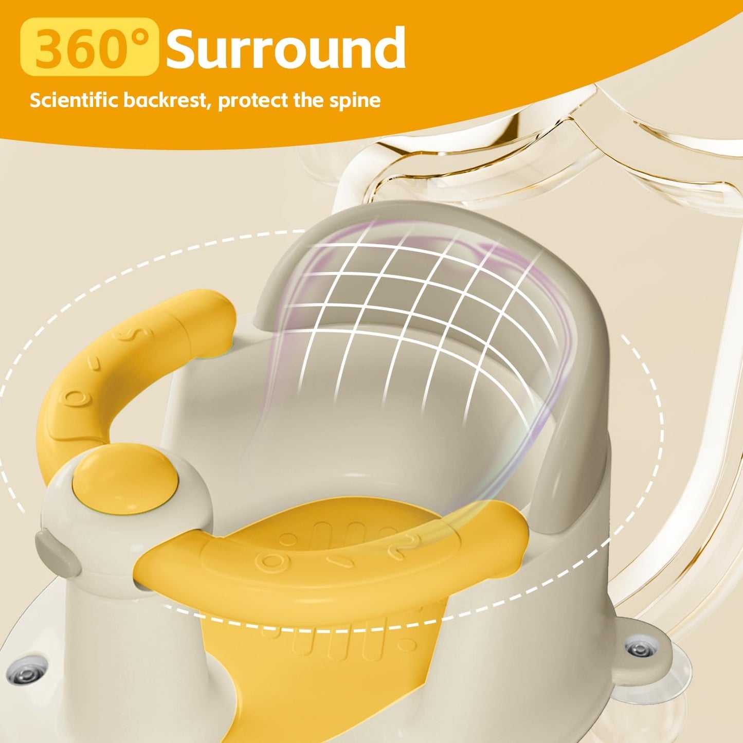 Baby Bath Seat for Babies 6 Months & Up, Bath Seats for Babies Sitting Up, Open Design Bathtub Seat for Baby, Non-slip, Compact Toddler Bath Seat.