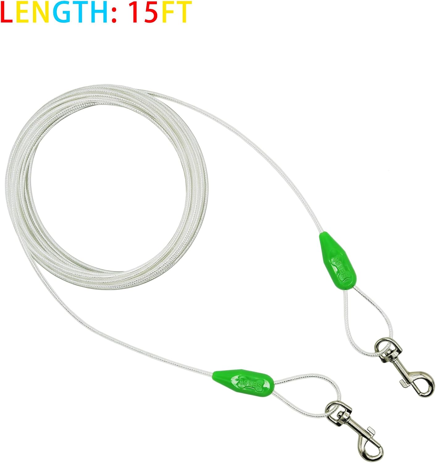 Petest 25ft Reflective Tie-Out Cable for Small Dogs Up to 35 Pounds
