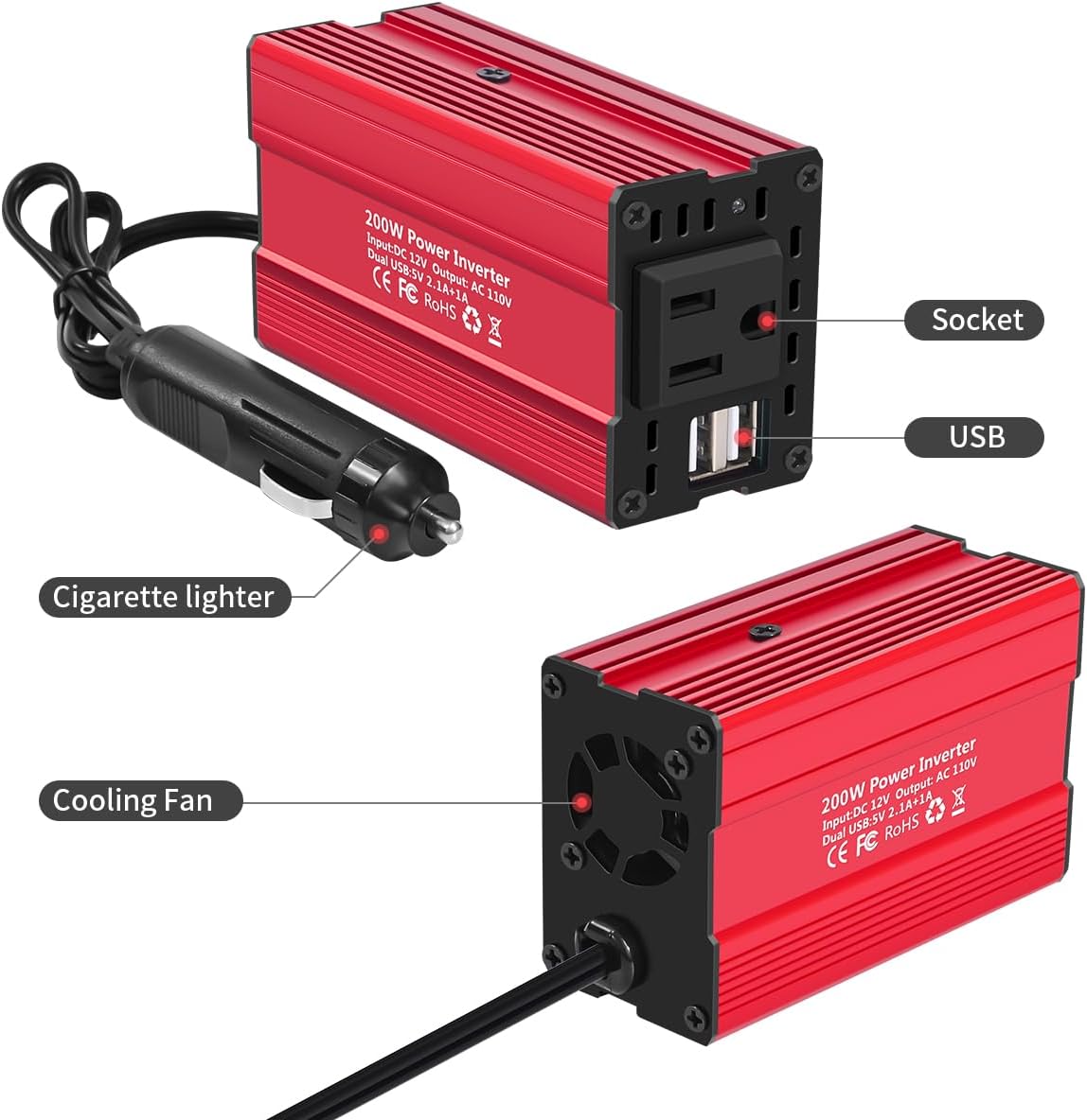 SUNWHEEL 4000W Pure Sine Wave Inverter, 12V DC to 110V/120V AC Power Inverter for RV、Microwave、Off Grid、Truck、Refrigerator、Air Conditioner with 4 AC outlets and LCD Display