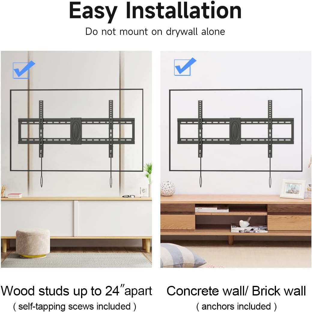 Suptek Tilt TV Wall Mount Bracket for Most 26-60 inch LED, LCD and Plasma TV, Mount with Max 400x400mm VESA and 99lbs Loading Capacity, Fits Studs 16" Apart, Low Profile with Bubble Level
