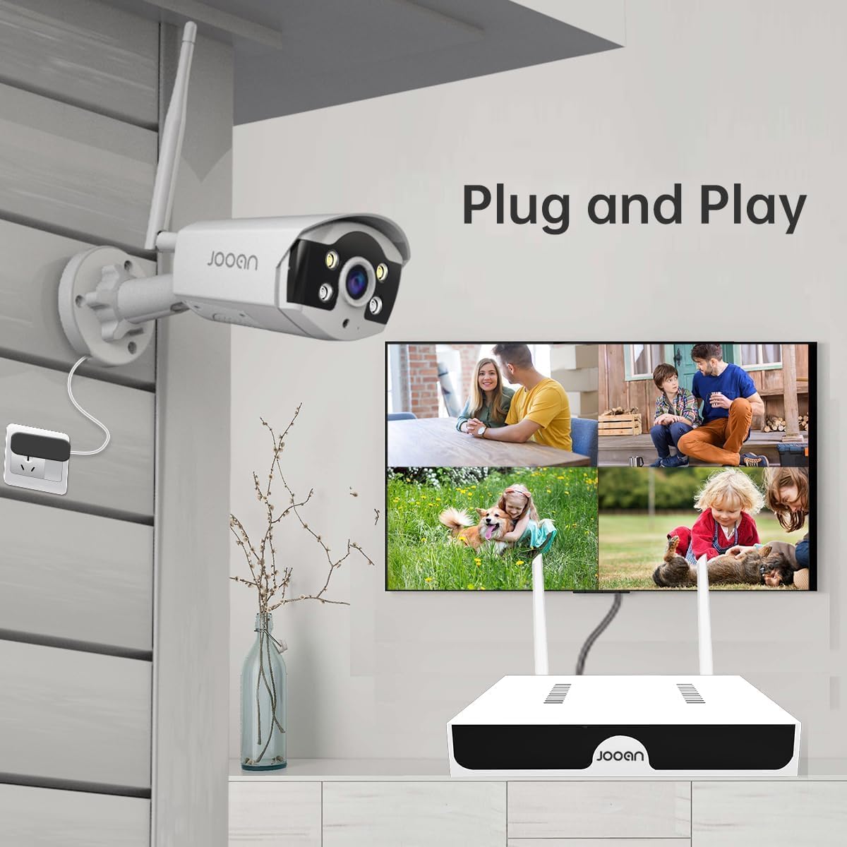 JOOAN【IP67 Weatherproof & H.265+ System】3MP Security Camera System Outdoor,10-Channel NVR&4Pcs FHD 1296P Video Record CCTV Cameras,Waterproof&Good Night Vision,Motion Dectection&Email Alarm,No HDD