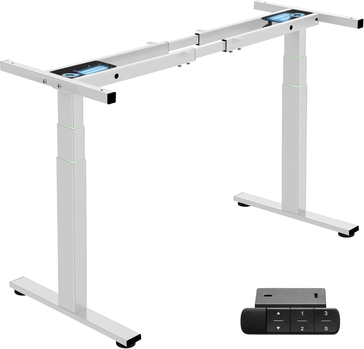 TOPSKY Dual Motor 3-Stage Standing Desk Frame, Electric Height Adjustable Sit Stand Desk Base, Heavy Duty 300 lb Capacity, Fits up to 80” Table Tops, White Frame Only