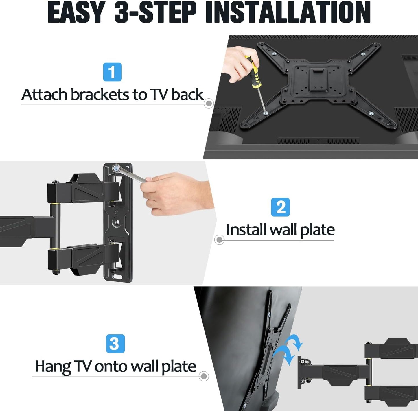 Mounting Dream TV Wall Mount for Most 26-55" TVs, TV Mount Full Motion with Swivel Articulating Arm, Perfect Center Design Wall Mount TV Bracket, up to VESA 400x400mm and 77 lbs Loading MD2418-MX