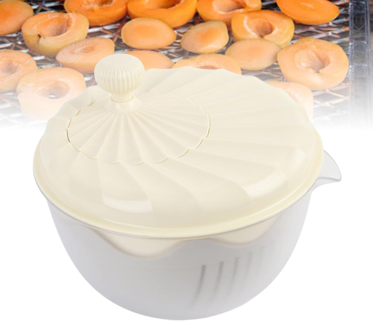 Salad Spinner, Efficient Lettuce Spinner Vegetables Fruits Wash Bowl Quick Drying Multifunctional Green Salad Dryer for Washing and Draining Greens, Fruits (Beige)