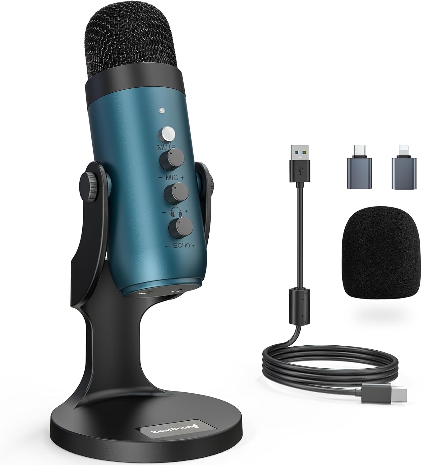 ZealSound USB Microphone,Condenser Phone Computer PC Mic kit,Plug&Play Gaming Microphones for PS 4&5.Mic Gain&Volume Control,Echo &Mute Button for Vocal,Record,Streaming,Discord YouTube Podcast on Mac
