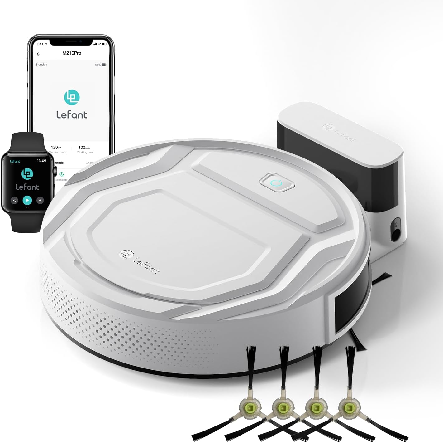 Lefant Robot Vacuum Cleaner, 6 Cleaning Modes, Wi-Fi Connected, SmartSense Technology, Multi-Surface Cleaning, Self-Charging Robotic Vacuum, Alexa, Ideal for Pet Hair and Hard Floor(M210 Pro)