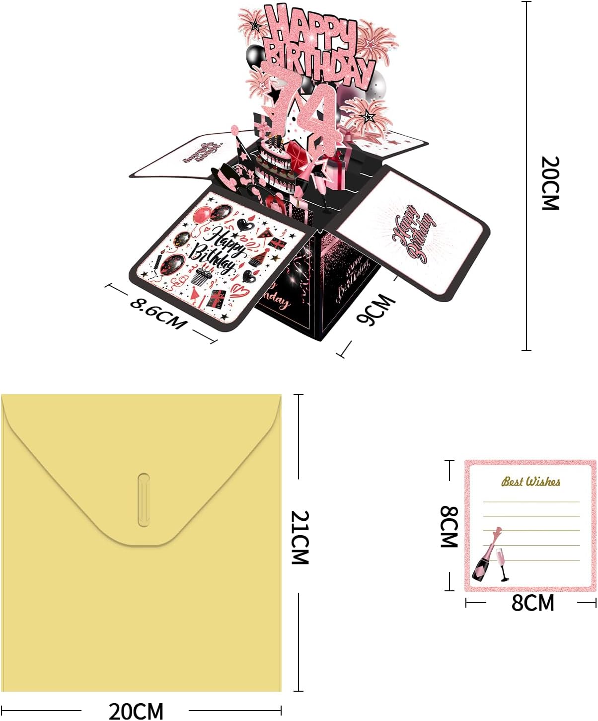 70th Birthday Card, 70th Birthday Decorations for Women Men, Happy Birthday 3D Cards for 70 Year Old Grandpa Grandma, Birthday Gift Box for Mother Dad