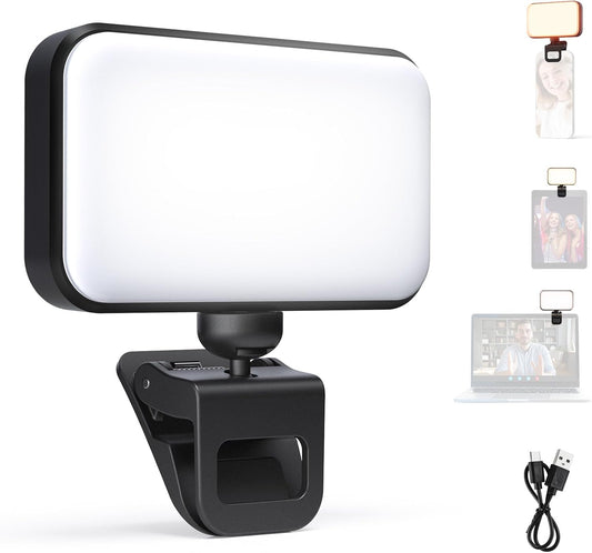 NEEWER Entry Level Version LED Selfie Light, 54 LEDs Plastic Clip on Phone Fill Lighting for iPhone, CRI88 650mAh, Portable for Computer Laptop Webcam Zoom Video Conference Makeup Recording, N8