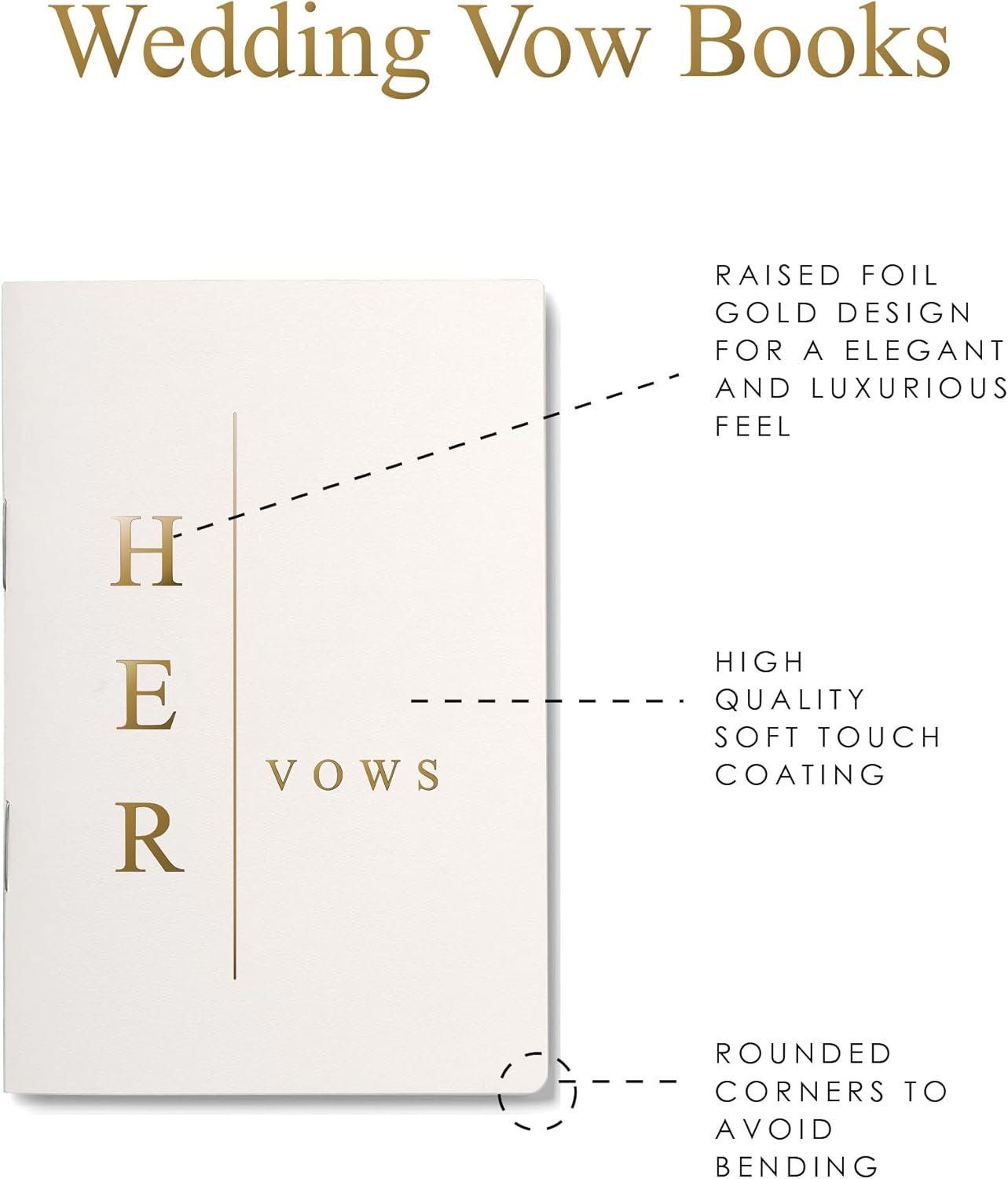 GroomBrideGifts Wedding Vow Book for His and Hers, Soft Touch, Perfectly Sized Bride and Groom Vow Books, Wedding Essentials, Wedding Registry Ideas, His and Hers Gifts