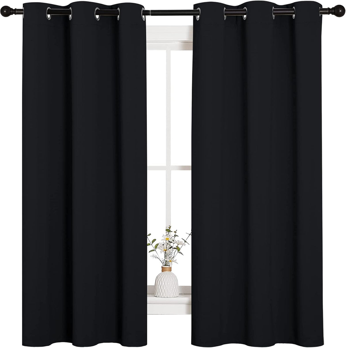 NICETOWN Blackout Curtains 2 Panels for Bedroom- Thermal Insulated Grommet Blackout Curtains 63 Inches Long for Living Room/Kitchen Rideaux occultants (2 Panels, W42 x L63 -Inch,Grey) - PuriLite