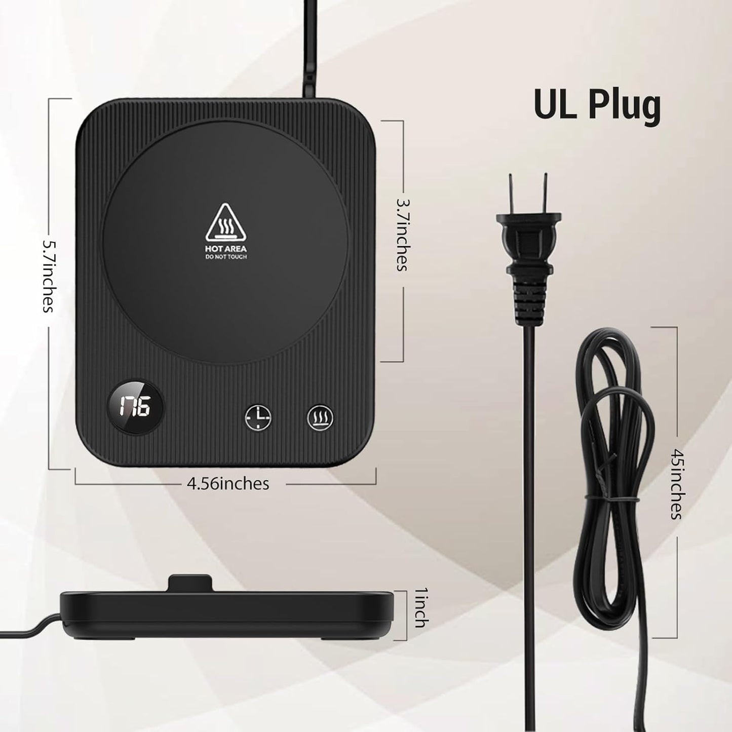 Mug Warmer, Coffee Mug Warmer with 3-Temp Settings, Auto Shut-Off Coffee Warmer, Anti-Scalding Waterproof Mug Warmer for Desk, Black Cup Warmer Display Status, Coffee Warmer for Desk for Coffee Milk