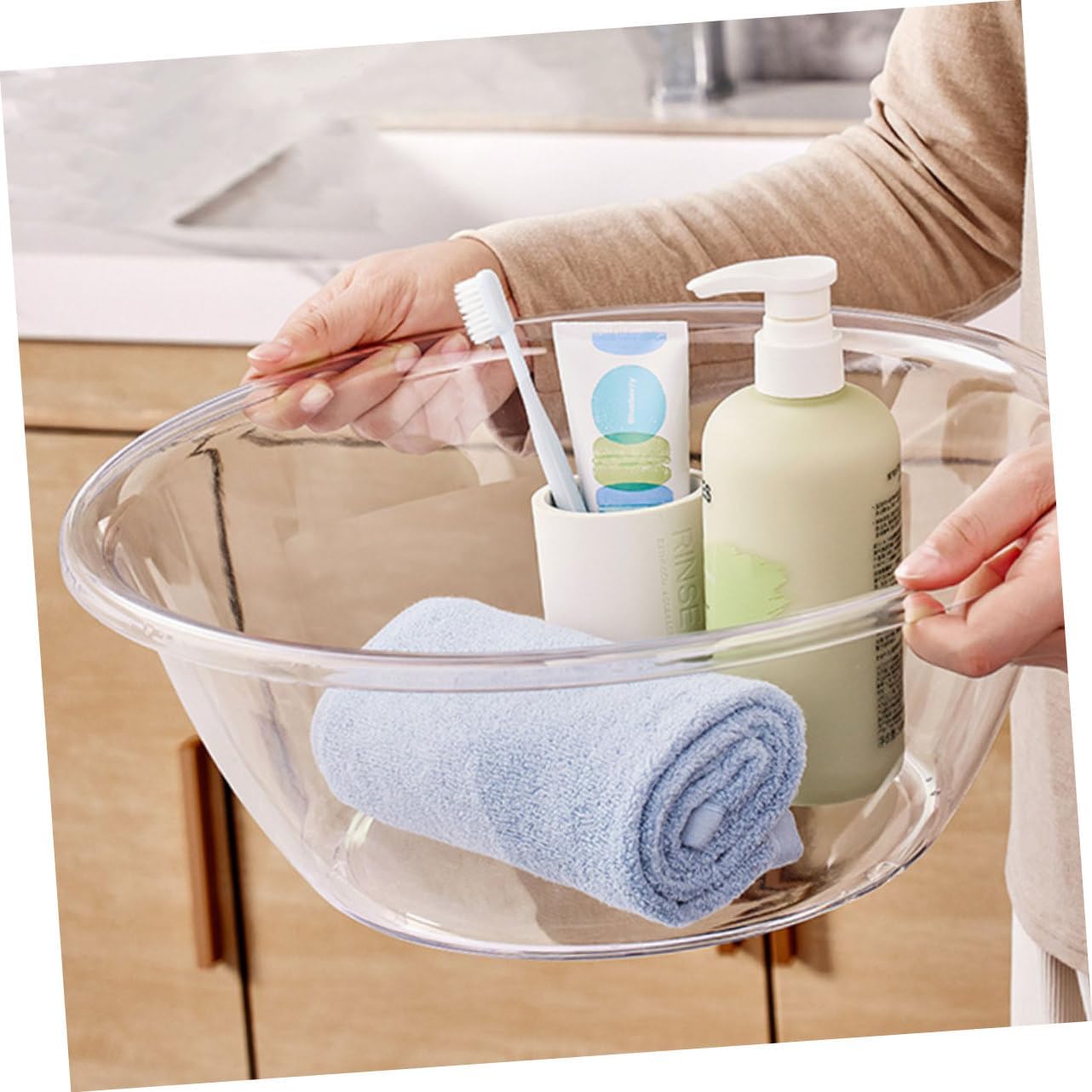 COSMEVIVI Plastic Wash Basin for Home Use Deep and Thick Wash Tub Suitable for Baby Bathing and Foot Soaking 1-Pack