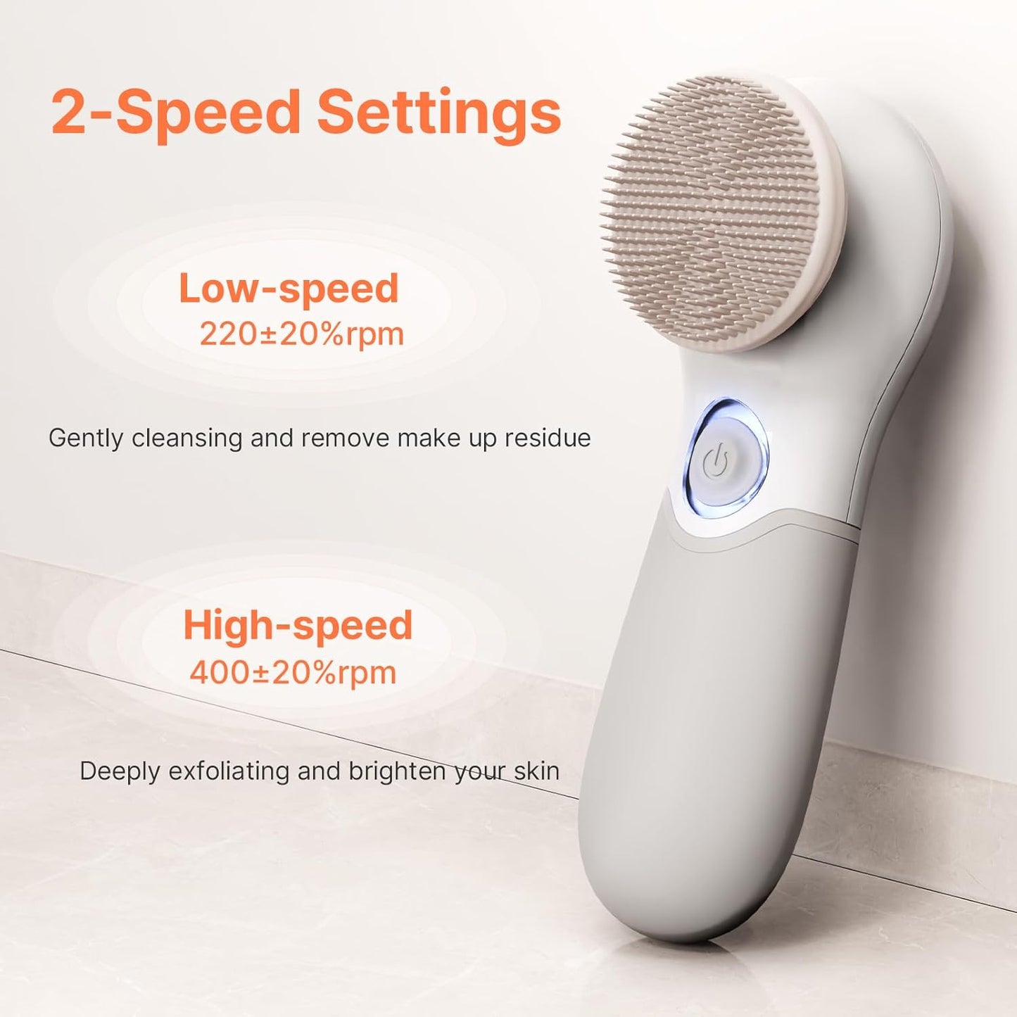 Facial Cleansing Brush Electric Facial Exfoliating Massage Brush with 3 Cleanser Heads and 2 Speeds Adjustable for Deep Cleaning, Removing Blackhead, Face Massaging